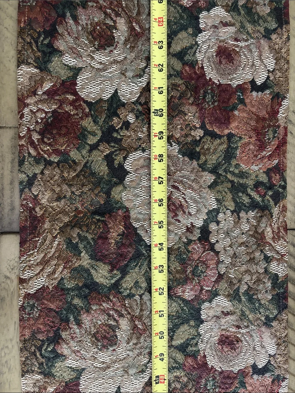 Floral Jacquard Table Runner in Floral Burgundy and Green